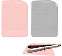 2 Pièces Tapis De Protection Thermique En Silicone Résistant Tapis Resistant A La Chaleur De Voyage,Pour Boucleur A Cheveux,Lisseur Vapeur,Seche Cheveux(Rose,Gris)