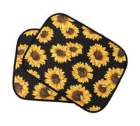 2 Pièces Tapis de Sol Voiture Imprimé Tournesol | Décoration Intérieure Véhicule, Modèle Arrière pour Auto et Voiture, Résistant à L’usure, Confortable