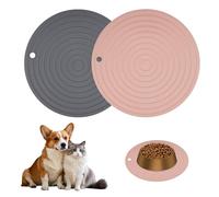2 Pièces Tapis Gamelle Chat et Chien, 24 cm Rond Tapis de Plateau Gamelle de Nourriture Antidérapant pour Animaux, Manique, Nettoyage Facile
