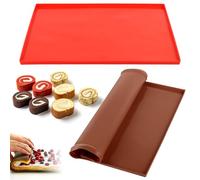 2 Pièces Tapis Roulade Cuisson，Plaque à Génoise Silicone，Tapis de Cuisson Suisse，Tapis à Gâteau Roulé Suisse，pour Biscuits Pizza Pain Mousse