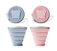 2 Pièces Tasse à Boire Pliable en Silicone, Sans BPA Tasse de Voyage Pliable,270ML Tasse Pliante Portable pour le Camping avec Couvercle, pour Pique-nique,Camping, Randonnée en Plein Air(Bleu + Rose)