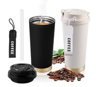 2 Pièces Tasse à Café Isotherme de 500 ml, Thermos Café de Voyage Mug de Voyage Tasse Isolée pour Café et Thé à Emporter, Tasse de Voyage, Double Paroi pour Garder au Chaud et Au Froid