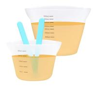 2 Pièces Tasse à Mesurer en Silicone, 250/500ml Doseur Cuisine, Measuring Cups avec Tige D'agitation,Verre Mesureur Cuisine, Silicone Mesure Tasses, Verre Doseur Silicone pour Cuisine, Laboratoire