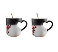 2 Pièces Tasse Ceramique Coeur, Mug Saint Valentin, Thermoréactif Amour Change Café Magique, Mug Effet Thermique Mugs Change De Couleur En Fonction La Température Du Liquide, Cadeau Pour Anniversaire