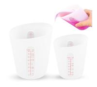 2 Pièces Tasses à Mesurer en Silicone Graduées - 500ML & 250ML Réutilisables Verres Doseurs Pour Résine époxy et Moules Coulée
