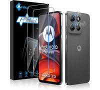 2 Pieces Tempered Glass For Motorola Moto G15 Power With 2 Pieces Rear Camera Lens Protector, 9h Hardness Screen Protector, Anti-Scratch Ultra Resistant Glass Protection