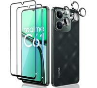 2 Pieces Tempered Glass For Realme C61/Realme C63, 2 Pieces Rear Camera Protector, 9h Hardness, Double Protection Metal + Tempered Glass Camera, Anti-Scratch Screen Protector
