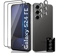 2 Pieces Tempered Glass For Samsung Galaxy S24 Fe, 2 Pieces Rear Camera Protector, 9h Hardness, Double Protection Metal + Tempered Glass Camera, Anti-Scratch Screen Protector