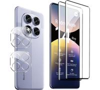 2 Pieces Tempered Glass For Xiaomi Note 14 Pro 5g/Poco X7 5g Screen Protector 2 Pieces Rear Camera Protector Film Anti-Scratch No Air Bubbles \ Ultra Transparent 9h Glass