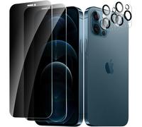 2 Pieces Tempered Glass Screen Protector For Iphone 12 Pro Anti-Spy With 2 Pieces Camera Lens Protector, Glass Protection Film 9h Hardness Glass, Anti Scratch