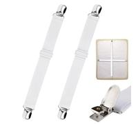 2 Pièces Tendeur Drap Housse,75-250CM Tendeurs De Drap RéGlables pour Drap De Lit,Attache pour draps, Matelas, Planche à Repasser ou canapé Blanc