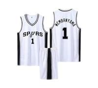 2 Pièces Tenue Basket Enfant/Adulte 2024, Pop Maillot sans Manches + Pantalon Court, Ensemble Blanc 5XL