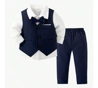 2 pièces Tenue de gentleman, comprend un gilet unicolore et un pantalon, mode pour anniversaire, banquet, représentation, mariage, tenue pour la première fête des mères du bébé, tenues assortie en fam