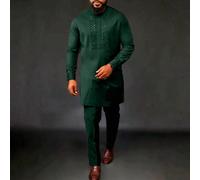 2 pièces Tenue traditionnelle africaine pour hommes, comprenant un Top et un pantalon, imprimé Dashiki, convient aux hommes , mariages, garçons d'honneur, vacances, fêtes L,M,S,XL,XXLUnicolorePolyeste