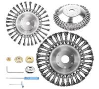 2 Pièces Tete Brosse Débroussailleuse，Tête de désherbage Fil d'acier, Brosse à Désherber Ronde, Brosse de Debroussailleuse Universelle, Brosse à herbes sauvages pour débroussailleuse(6 pouces＋8pouces)