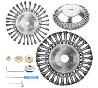 2 Pièces Tete Brosse Débroussailleuse，Tête de désherbage Fil d'acier, Brosse à Désherber Ronde,Brosse de Debroussailleuse Universelle,Brosse à herbes sauvages pour débroussailleuse(6 pouces＋10 pouces)
