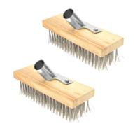 2 Pièces Tête de Brosse de Sol Robuste en Bois et Acier Inoxydable | Brosse à Poils Rigides Haute Densité, Tête Réglable et Amovible, pour Allées, Garage et Dalles