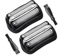 2 Pièces Tête de Rasage pour Braun Series 3 32B Grille Lames de Rechange | URHRHU Cassette de Rasage pour Rasoir Électrique Compatible avec Braun S3 3040S 3000S 3050CC avec Brosse Nettoyage