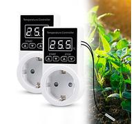 2 Pièces Thermostat Prise, Regulateur de Temperature Numerique 230v avec Capteur, Prise Thermostat avec Sonde, Contrôleur de Température Prise de Courant pour Aquarium