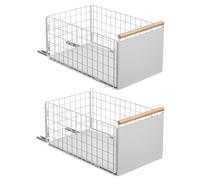 2 pièces tiroir coulissant cuisine, Organiseur de tiroirs profonds avec glissières de tiroir et poignée en bois, Ttélescopique à tirer en métal pour armoires de cuisine Organiseur - 40x24×19.5CM