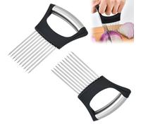 2 PièCes Titulaire Trancheuse en Acier Inoxydable, 2024 Support à Oignons Amélioré pour Trancher, Alimentaire Tranche Assistant Coupe-Citron Coupe-Pommes de Terre, Pour Viande, Oignons, Tomates