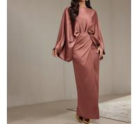 2 pièces Top à manches chauve-souris col rond et jupe maxi élégante pour femmes, Ensemble 2 pièces automnal modeste L,M,S,XL,XS,XXL,XXS,XXXL,XXXXLTissu tissé