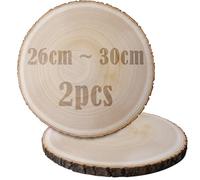 2 Pièces Tranches de Bois Rondin de Deco, 26 à 30 cm Rondelles Disques en Bois Brut Naturel pour Bricolage, Mariage, Décoration de Noël, Artisanat
