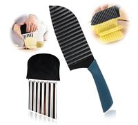 2 Pièces Trancheuse à Frites et Couteau à Vagues, 16,7 cm Lame, 11,3 cm Manche, Coupe légumes ondulé en Acier Inoxydable pour Pommes de Terre, Salades, Cuisine et Maison, Coupe Frites