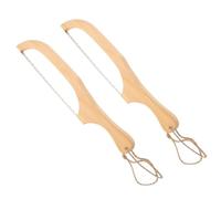 2 pièces Trancheuse Bois et Acier Inoxydable, Lame dentée | Poignée Ergonomique Marron, Usage Réutilisable, Coupe Nette pour Baguettes et Pizza, Format Pratique