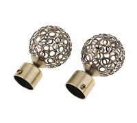 2 Pièces Tringle à Rideau de Fenêtre Pôle de Draperie Têtes Décoratives Capuchon 28mm Diamètre Intérieur, Bronze, Boule creuse