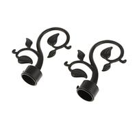 2 Pièces Tringle à Rideau de Fenêtre Pôle de Draperie Têtes Décoratives Capuchon 28mm Diamètre Intérieur, Noir, Feuille