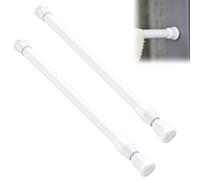 2 Pièces Tringles Extensibles 25-40 cm, Petite Tringle Rideau Sans Percage Réglable, Tringle Extensible Entre avec Ressort, pour Armoire, Bibliothèque, Armoires, Cuisine et Bricolage (Blanc)