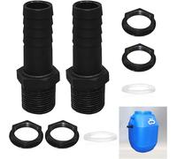 2 Pièces Trop Plein Cuve,Passe Paroi Cuve,Raccord De Tonneau d'eau De Pluie 1 Pouce,Kit De Jumelage Cuve pour Tuyau De Trop-Plein,Raccordement pour Citernes De Pluie
