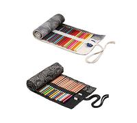 2 Pièces Trousse à Crayon Enroulable Étui à Crayon Sac Multi-usages Sac à Crayon Rouleaux Pochette de Crayons pour Artistes, Enfants et Adultes, pour Ranger Crayons, Stylos, Stylos Gel (36 Trous)