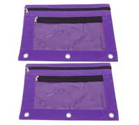 2 Pièces Trousse à Crayons en Tissu Oxford Pourpre | Fenêtre Transparente, Trous Renforcés, Facile à Nettoyer, pour Enseignants et Organisation Scolaire