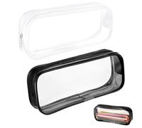 2 Pièces Trousse à Crayons Transparent, Trousse Scolaire avec Fermeture Éclair, Trousse de Maquillage Portable, Grande Capacité Trousse de Toilette, Multipurpose Organizer Sacs pour Enfants Adultes