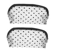 2 Pièces Trousse de Maquillage en Filet Imprimée de Cœurs | Polyester Léger et Souple, Fermeture Éclair, Identification Rapide des Objets, Rangement Salle de Bain et Paquet à Dos