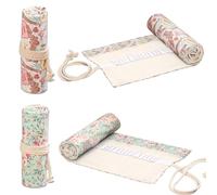 2 Pièces Trousses Crayons Rouleau Multi-usages Pochette,Trousse pour 36 Crayon de Couleur,Portable Trousse Scolaire en Toile à Enrouler de Crayon,Sac Crayon Toile Enroulé pour Artiste,Croqui,Étudiant
