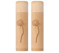 2 Pièces Tube en Bois, Récipient de Stockage de Thé en Bois à Motif de Lotus avec Couvercle pour Grains de Café, Noix, Encens, Tube de Brosse à Dents pour Voyage(Motif de lotus)