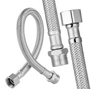 2 Pièces Tuyau Flexible 304 Inox,30CM Tuyau Inox pour eau avec 3/8 inch Filetage Intérieur et Extérieur,pour Plomberie,Salles de Bains et les Cuisines