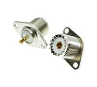 2 pièces UHF PL259 SO239 connecteur coaxial prise UHF femelle 2 trous bride montage sur panneau coupelle à souder en laiton adaptateurs RF coaxiaux droits