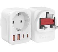 [2 pieces] UK Plug Adapter,Travel Adapter with USB A & C,Europe France to UK Adapter,Plug Adapter for Ireland,England,Scotland,Dubai,Malta,Type G Adapter