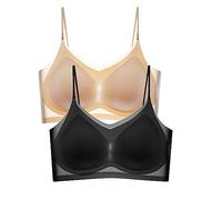 2 Pièces Ultra-Thin Ice Silk Lifting Bra, Soutien-Gorge sans Couture Ultra-Fin en Soie Glacée, Soutien-Gorge de Sport en Soie Fine pour Femmes avec Coussin Amovible pour Respirant,2PC