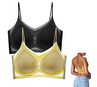 2 Pièces Ultra-Thin Ice Silk Lifting Bra, Soutien-Gorge sans Couture Ultra-Fin en Soie Glacée, Soutien-Gorge de Sport en Soie Fine pour Femmes avec Coussin Amovible pour Respirant,2PC