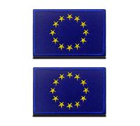 2 Pièces Union Européenne EU Drapeau Tactique Militaire Emblème Drôle Applique Fermeture Crochet et Boucle pour Chapeau Sac à Dos Vestes Jean Vêtements Uniforme Gilet