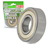 2 Pièces Universel Roulement a Bille 6204 ZZ 20 x 47 x 14 mm avec Code Original 29169790 481952020012 en Acier Solide - ONIX TECH