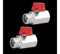 2 Pièces Vanne 1/2, Mini Robinet à Bille en Laiton G1/2" (ø19,5mm) Femelle X G1/2" (ø20,3mm) Mâle, Robinet à Tournant Sphérique Inox,Vanne à Bille Ballon DN15 Raccord Fileté