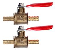 2 Pièces Vanne à Bille en Cuivre 6mm à Poignée Rouge, Arrêt 180° | Raccord Droit, Usage Eau Carburant et Conduite Gaz, Modèle Compact Réutilisable pour Systèmes D’irrigation