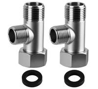 2 Pièces Vanne Connecteur 3 Voies, Vanne de Chasse D'eau, T 3/8" 7/8" Valve Cuivre Nickelée, 3 Voies Inverseur Toilette Adaptateur avec Rondelle pour Toilettes Cuisine Ou Salle de Bain