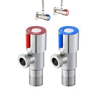 2 Pièces Vanne d'Angle De Robinet en Acier Inoxydable, Vanne de Régulation d'Angle, Robinet Équerre, Valve Triangulaire, pour Salle de Bain, Toilette, Évier, Cuisine (Bleu, Rouge)